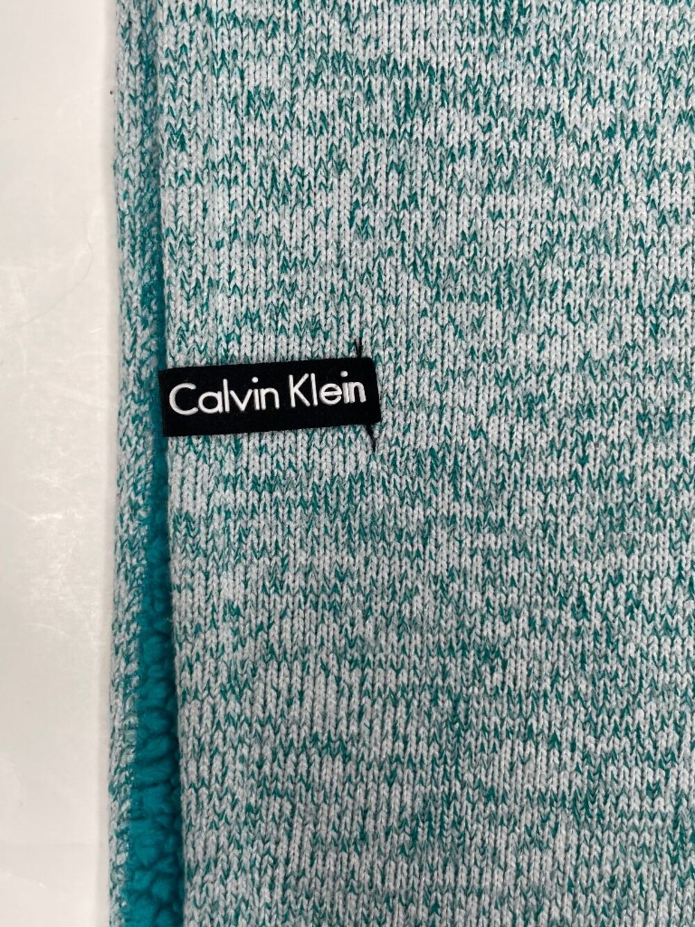 Calvin Klein Gorpcore Teal Marled Knit Sherpa Fleece Lined Winter Infinity Scarf - Picture 9 of 11